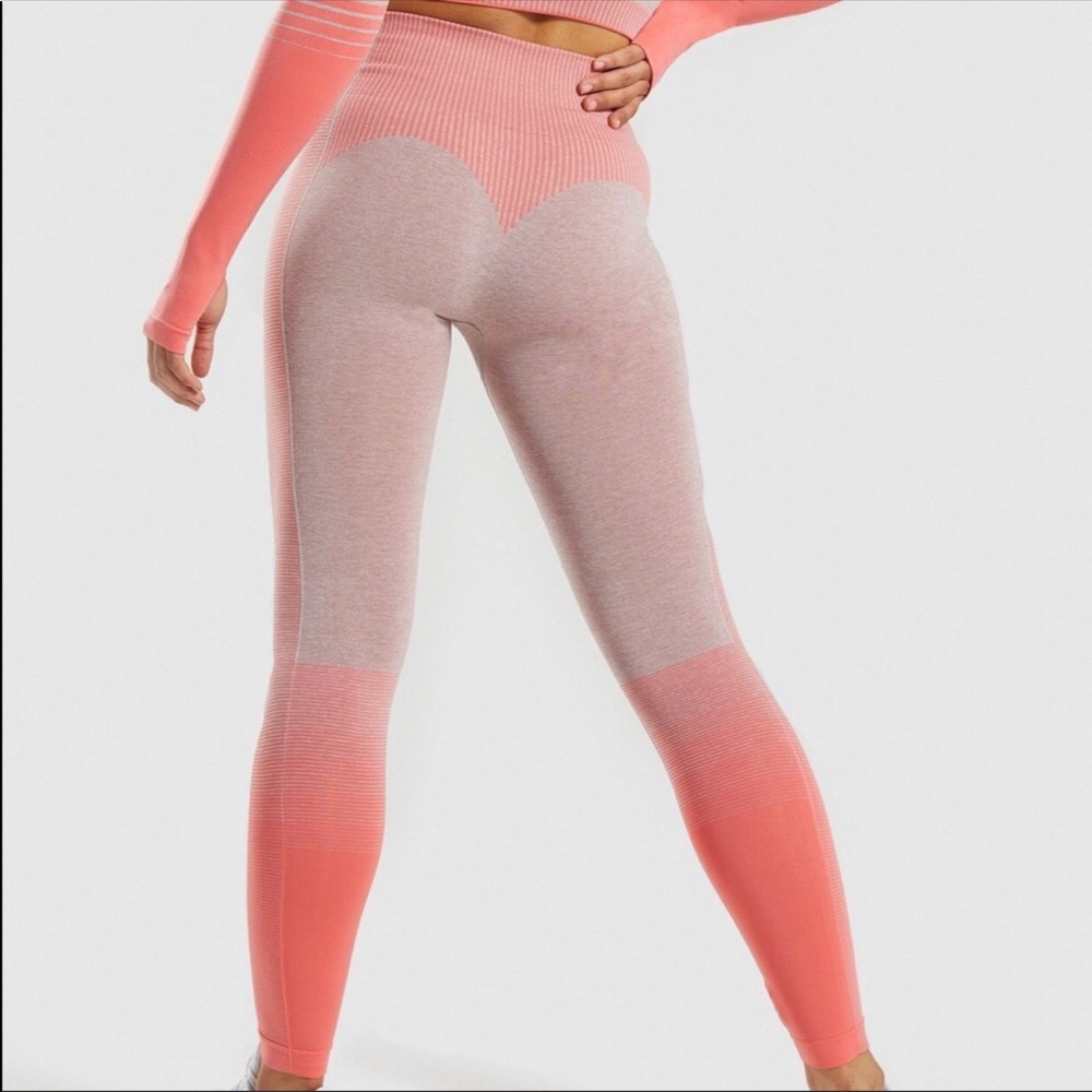 Amplify Seamless Leggings Taupe Marl/ Peach Coral